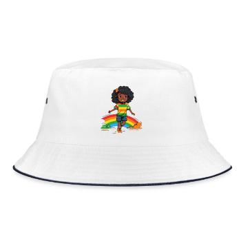 Lebendige Regenbogen Kinderdesign - Bucket Hat - Weiß/Navy - Vorne