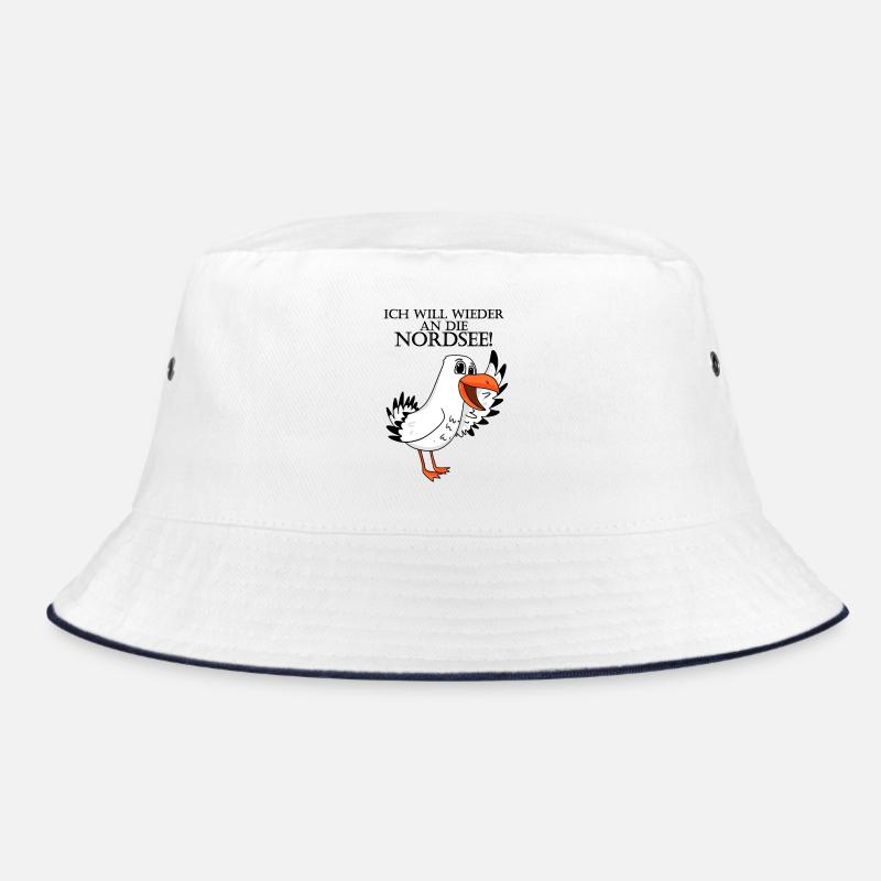 Nordsee Spruch Möwe - Bucket Hat - Weiß/Navy