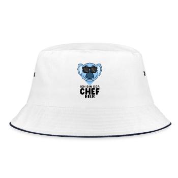 Cooler Koalabär Chef Spruch - Bucket Hat - Weiß/Navy - Vorne