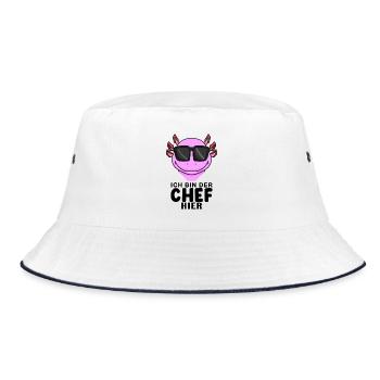 cooler Axolotl Chef Spruch - Bucket Hat - Weiß/Navy - Vorne