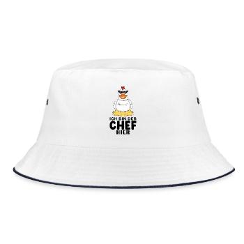 cooles Huhn Chef Spruch - Bucket Hat - Weiß/Navy - Vorne