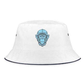 Funky Affe - Bucket Hat - Weiß/Navy - Vorne