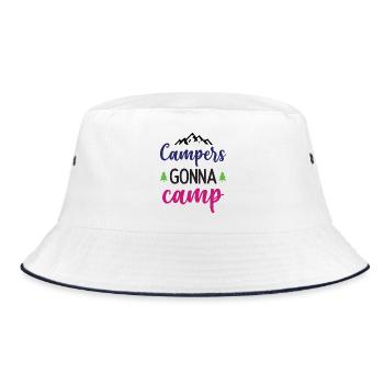 Camper auf dem Weg zum Camp - Bucket Hat - Weiß/Navy - Vorne