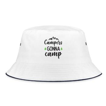 Camper auf dem Weg zum Camp - Bucket Hat - Weiß/Navy - Vorne