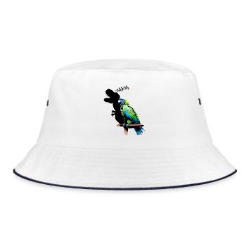 lustiger T-Rex Papagei Gelb Blau Ara Macaw - Bucket Hat - Weiß/Navy - Vorne