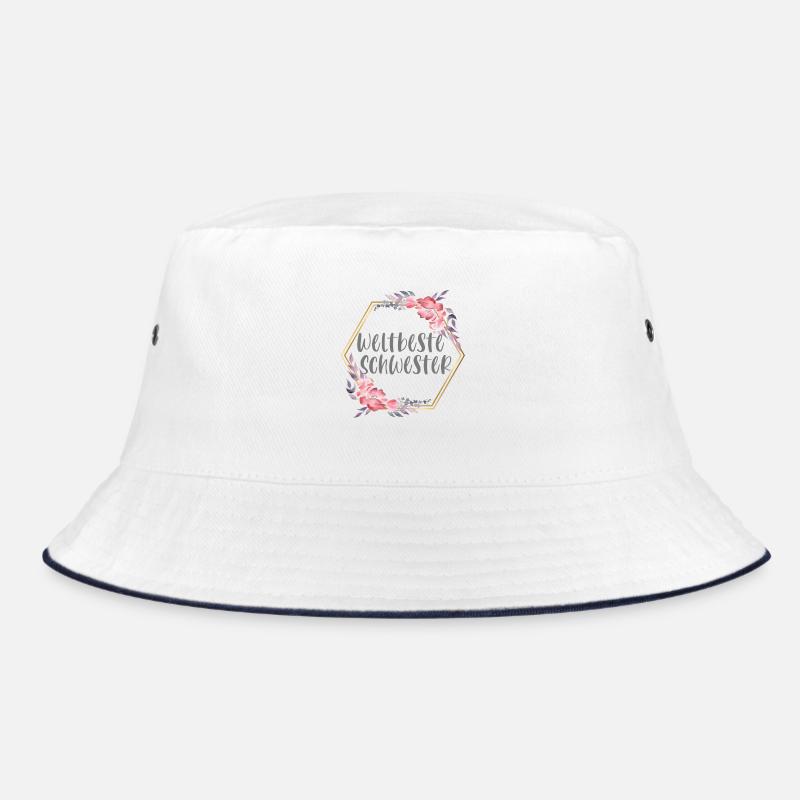 Weltbeste Schwester Schwesterherz Geschenk - Bucket Hat - Weiß/Navy