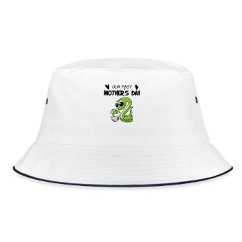 Muttertag - erster Muttertag Geschenk - Bucket Hat - Weiß/Navy - Vorne