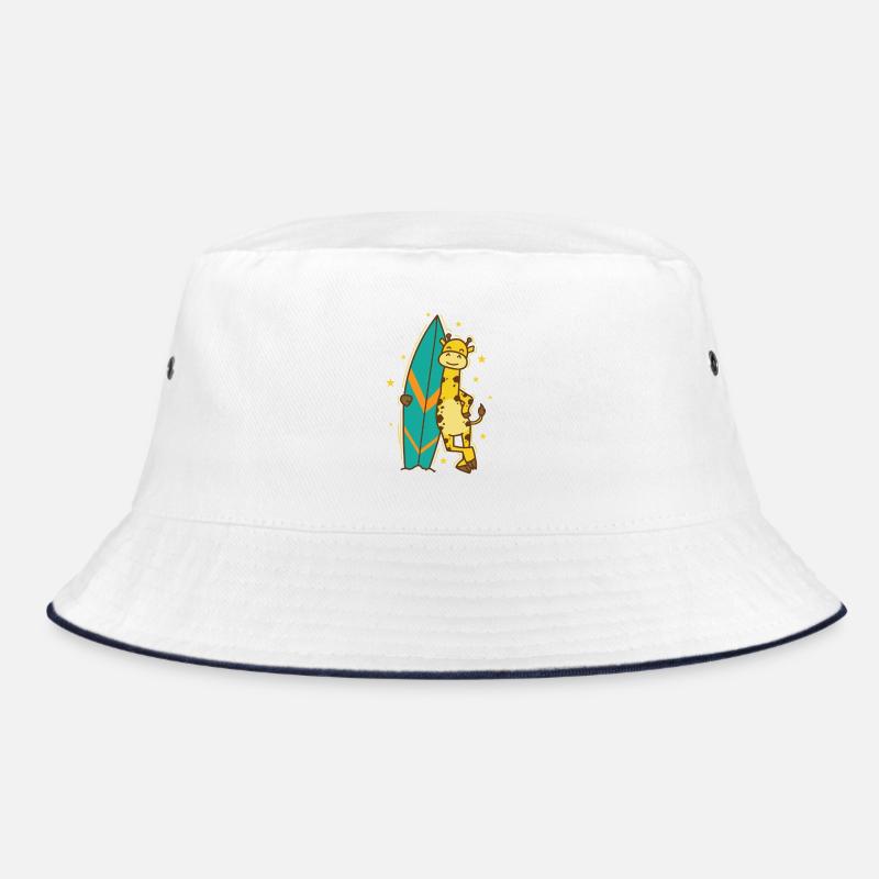 Giraffe mit einem Surfbrett Zoo Savanne Bucket Hat