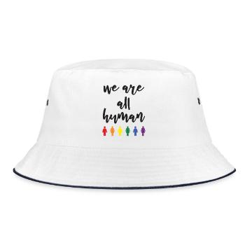 Pride Month - Wir sind alle Menschen - Bucket Hat - Weiß/Navy - Vorne
