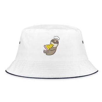 Gourmet Sloth Pizza - Bucket Hat - white/navy - Front