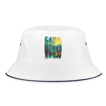Landscape Campfire Forest - Bucket Hat - white/navy - Front