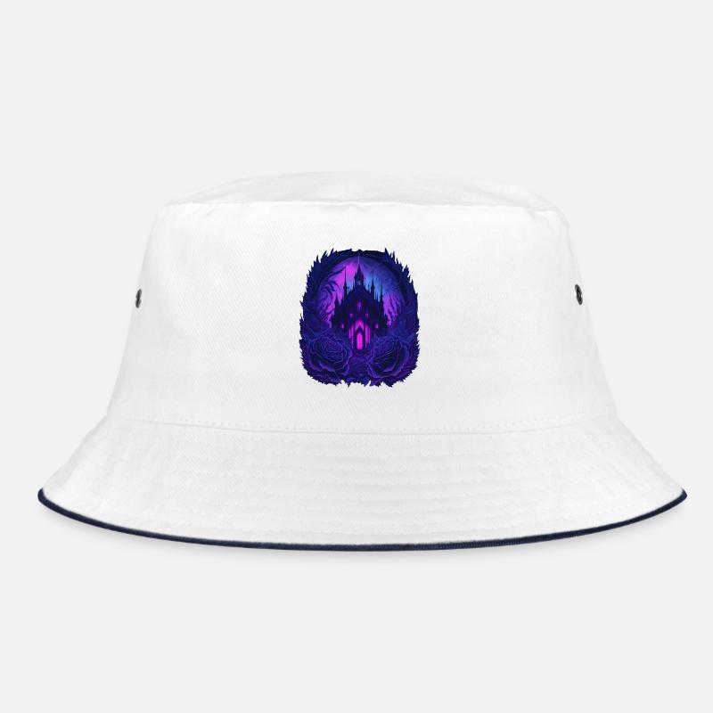 neon gothic gothic castle with roses Bucket Hat