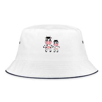 Famille de vaches - Vache avec bébé - Motif de vache - Bob - blanc/marine - Devant
