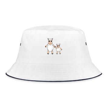 Schaf Familie - Schaf mit Baby - Schaf Motiv - Bucket Hat - Weiß/Navy - Vorne