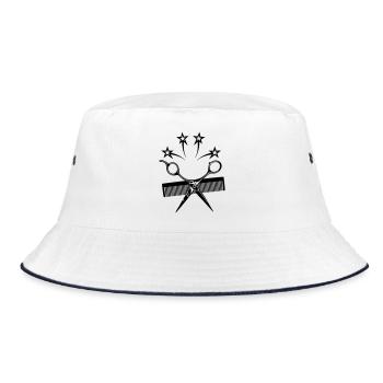 Star scissors comb hairdresser - Bucket Hat - white/navy - Front