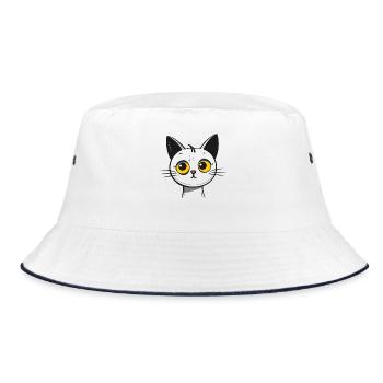 Chat de dessin animé mignon triste - Bob - blanc/marine - Devant