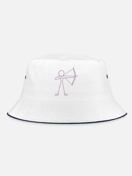 Strichmännchen Bogen Bogenschießen Bogenschütze - Bucket Hat - Weiß/Navy