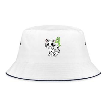4 birthday 4 years old with animal motif - four - Bucket Hat - white/navy - Front