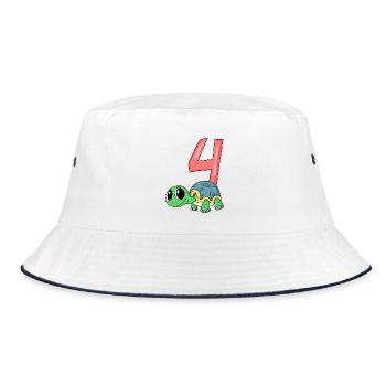 4 birthday 4 years old with animal motif - four - Bucket Hat - white/navy - Front