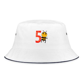 5 Birthday 5 years old with animal motif - five - Bucket Hat - white/navy - Front