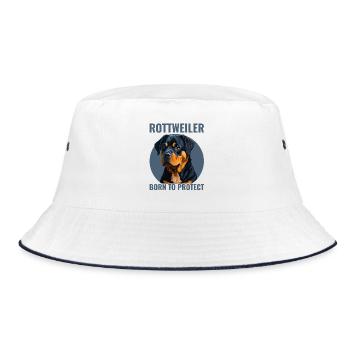 Rottweiler Rottie - Born to protect - Bucket Hat - Weiß/Navy - Vorne