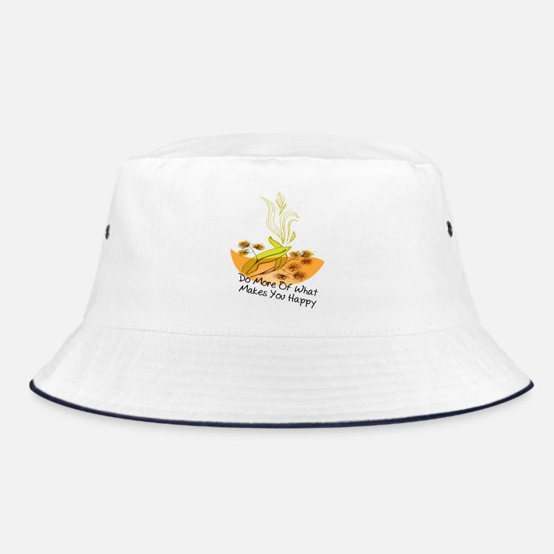 be happy, sei glücklich - Bucket Hat - Weiß/Navy