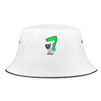7 birthday 7 years old with animal motif - seven - Bucket Hat - white/navy - Front