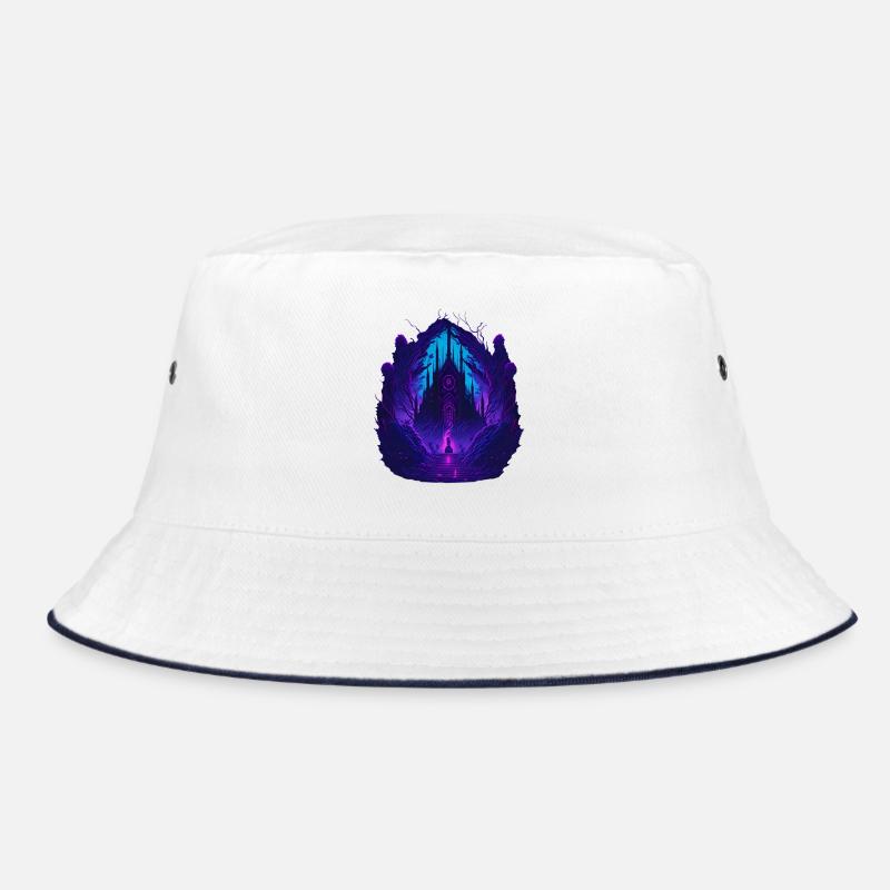 Neon Gothic Kirche Gotische Architektur - Bucket Hat - Weiß/Navy