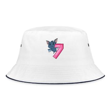 7 birthday 7 years old with animal motif - seven - Bucket Hat - white/navy - Front