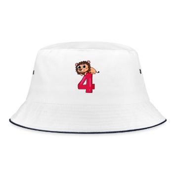 4 birthday 4 years old with animal motif - four - Bucket Hat - white/navy - Front