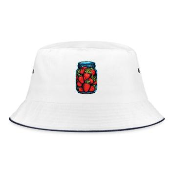 Glass jar with strawberries - Bucket Hat - white/navy - Front