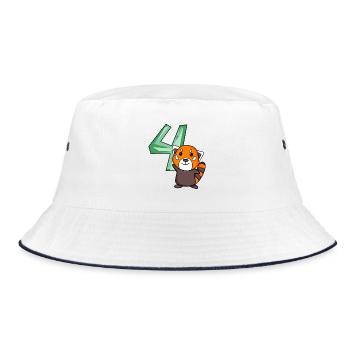 4. Geburtstag Motiv Roter Panda - vier Jahre alt - Bucket Hat - Weiß/Navy - Vorne