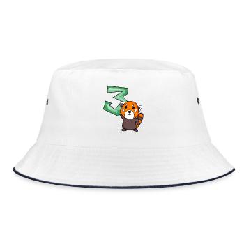 3. Geburtstag Motiv Roter Panda - drei Jahre alt - Bucket Hat - Weiß/Navy - Vorne