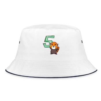 5. Geburtstag Motiv Roter Panda - fünf Jahre alt - Bucket Hat - Weiß/Navy - Vorne