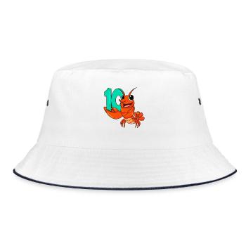 10th birthday motif lobster - ten years - Bucket Hat - white/navy - Front