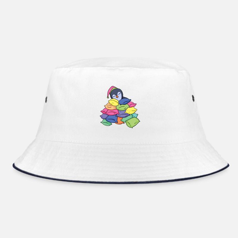 Schlafender Pinguin - Bucket Hat - Weiß/Navy