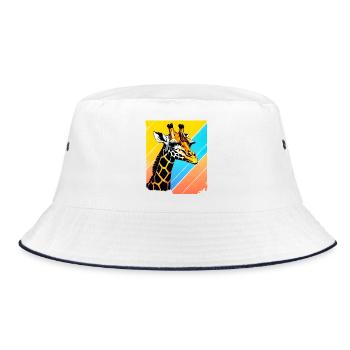 Giraffe Pop Art Farbgeometrie - Bucket Hat - Weiß/Navy - Vorne