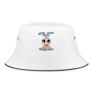 Bitte bitte bitte---haben will - Bucket Hat - Weiß/Navy - Vorne