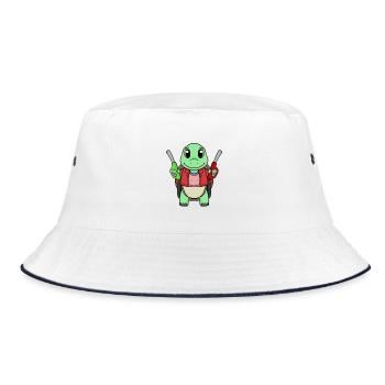 Gas station attendant turtle gas station - Bucket Hat - white/navy - Front