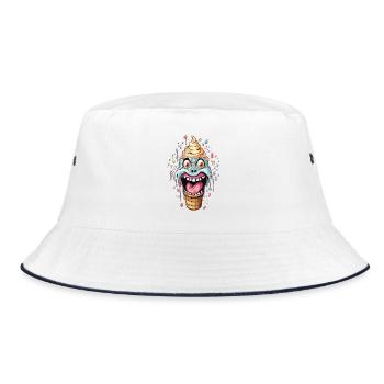 Humorvoller Eiswaffel-Monster-Design - Bucket Hat - white/navy - Front