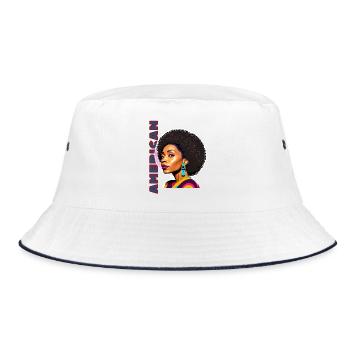 Black woman with American lettering - Bucket Hat - white/navy - Front