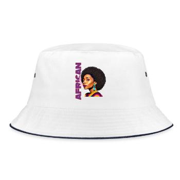 Black woman with American lettering - Bucket Hat - white/navy - Front