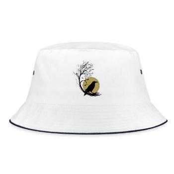 Raven Full Moon Tree Magic Autumn Gothic Wicca - Bucket Hat - white/navy - Front