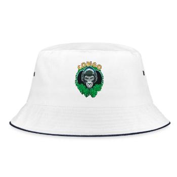 Kongo-Gorilla - Bucket Hat - Weiß/Navy - Vorne