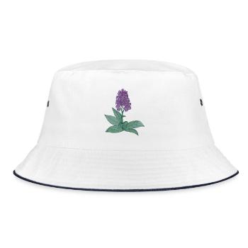 dänische Orchidee - Bucket Hat - Weiß/Navy - Vorne