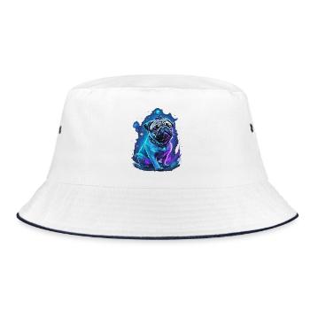 magic pug dog with magic hat - Bucket Hat - white/navy - Front