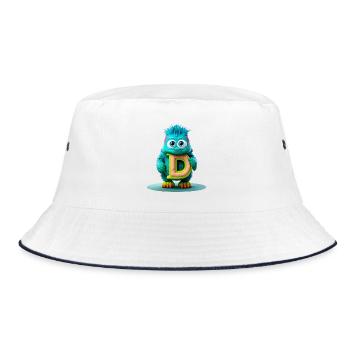Colorful Monster with Bright Letter D - Bucket Hat - white/navy - Front