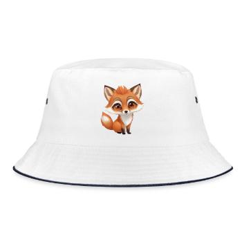 Süßer sitzender Fuchs - Bucket Hat - Weiß/Navy - Vorne