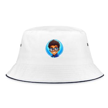 Vivid Child Portrait with Glasses - Bucket Hat - white/navy - Front