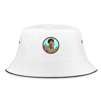 Afro Schwarz Kind Junge Mädchen Empowerment Mädche - Bucket Hat - Weiß/Navy - Vorne